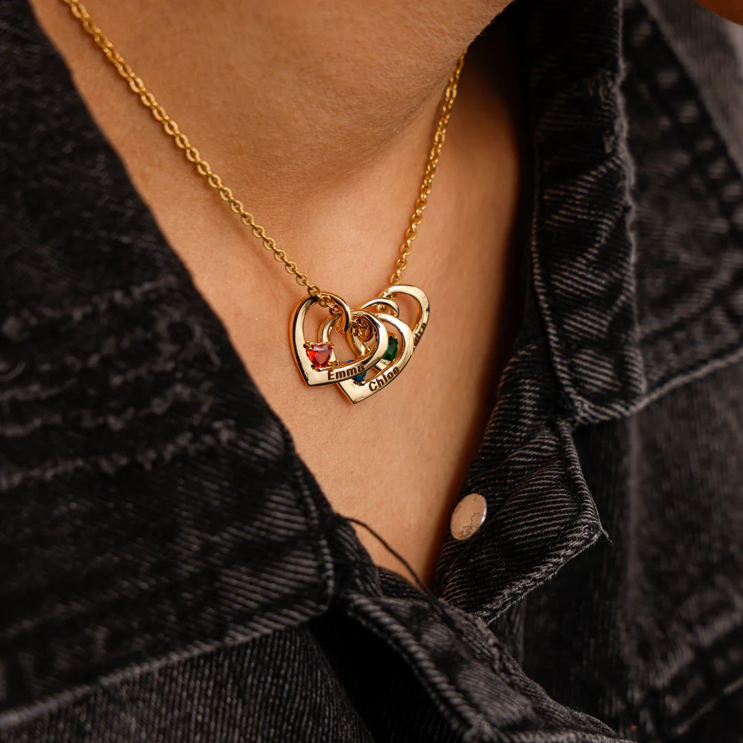 Heart & Birthstone - Name Pendants Necklace - Image 3