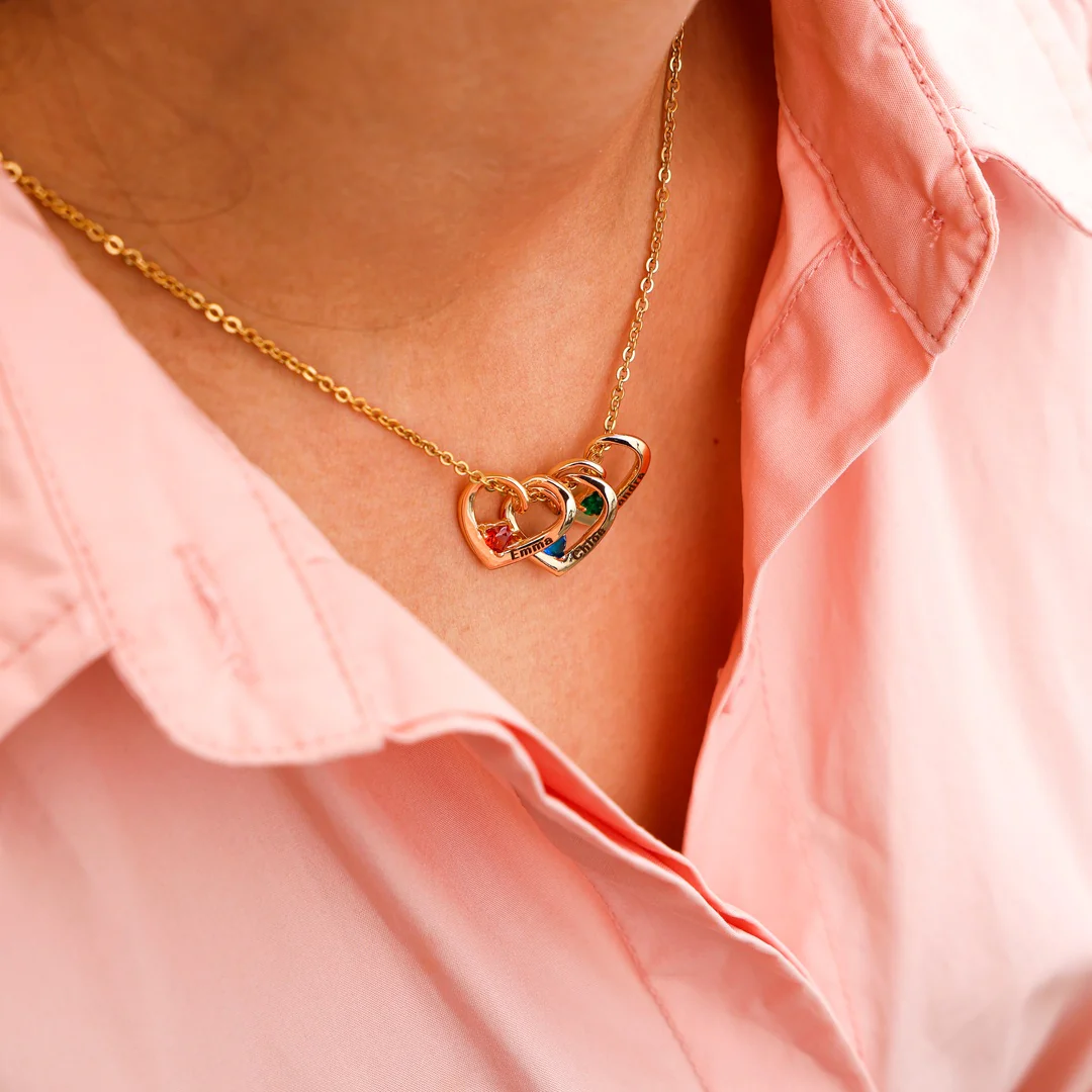 Heart & Birthstone - Name Pendants Necklace - Image 4
