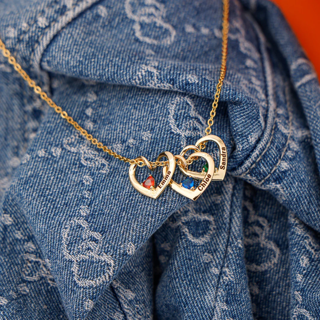Heart & Birthstone - Name Pendants Necklace - Image 6