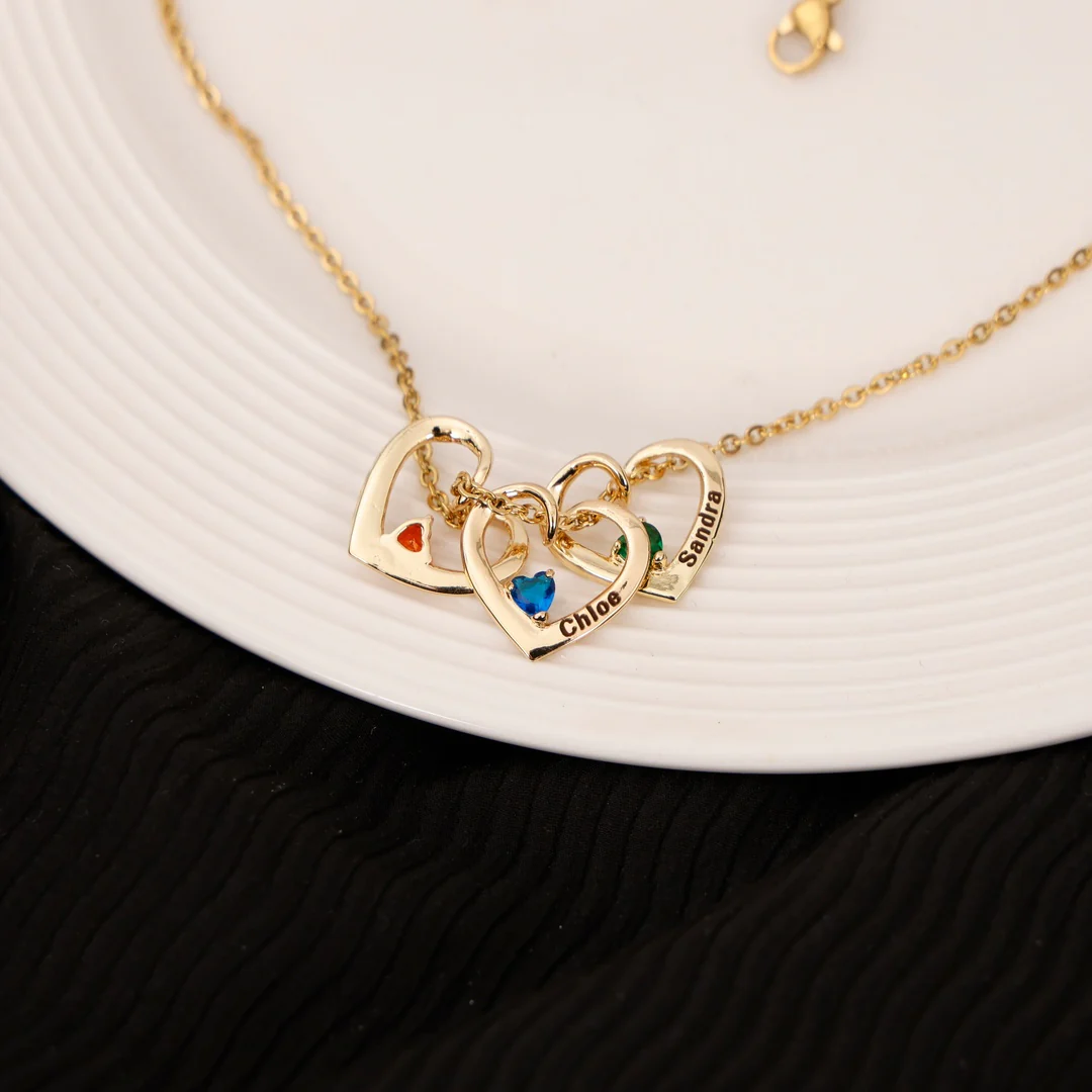 Heart & Birthstone - Name Pendants Necklace - Image 7