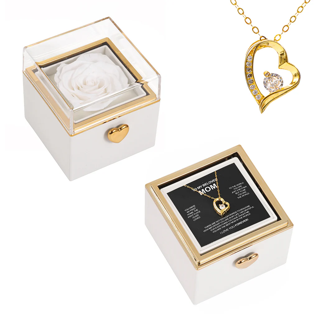 14K White Gold Necklace with Surprise Rosebox - To My Mom - Image 5