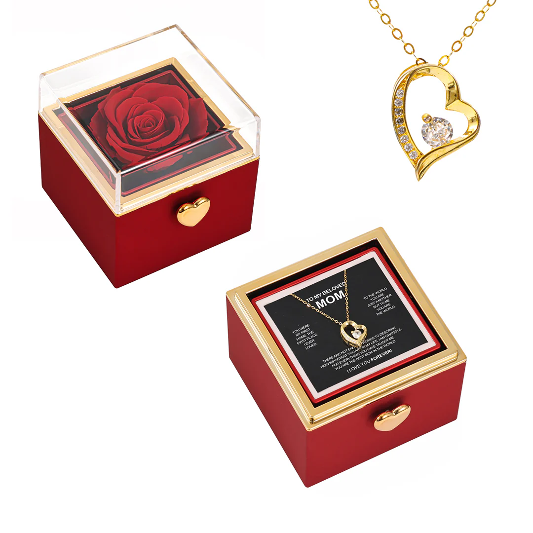 14K White Gold Necklace with Surprise Rosebox - To My Mom - Image 8