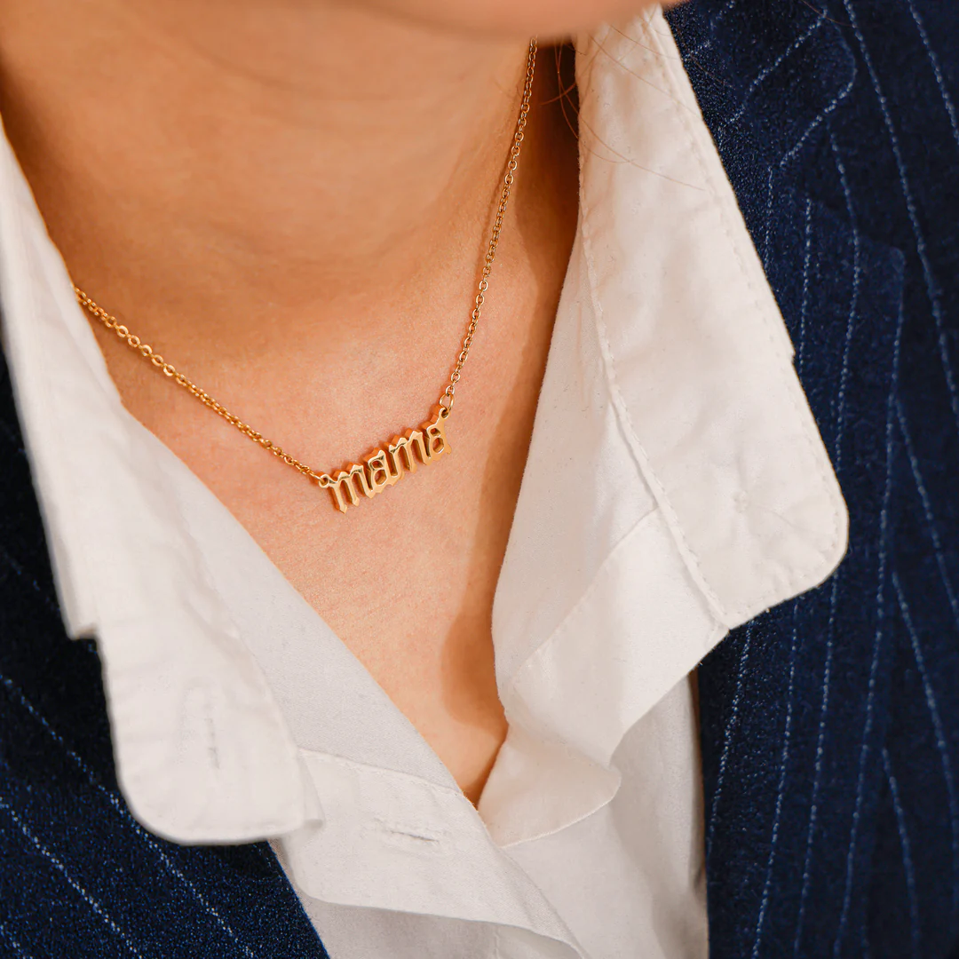 Sterling Silver - MAMA Letter Necklace - Image 4