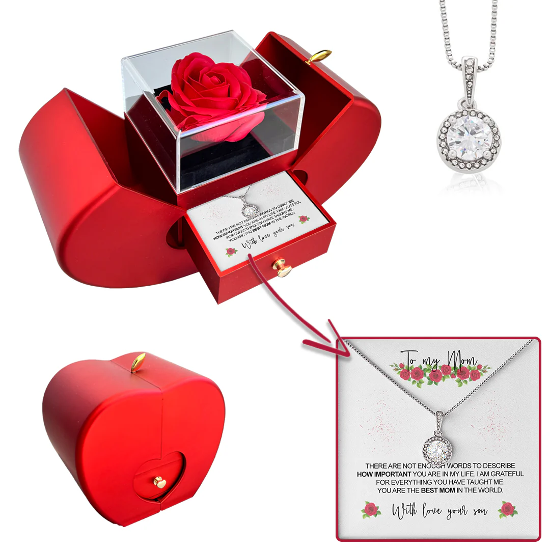 Sterling Silver Necklace - With Real Rose - To my Mom - Image 2