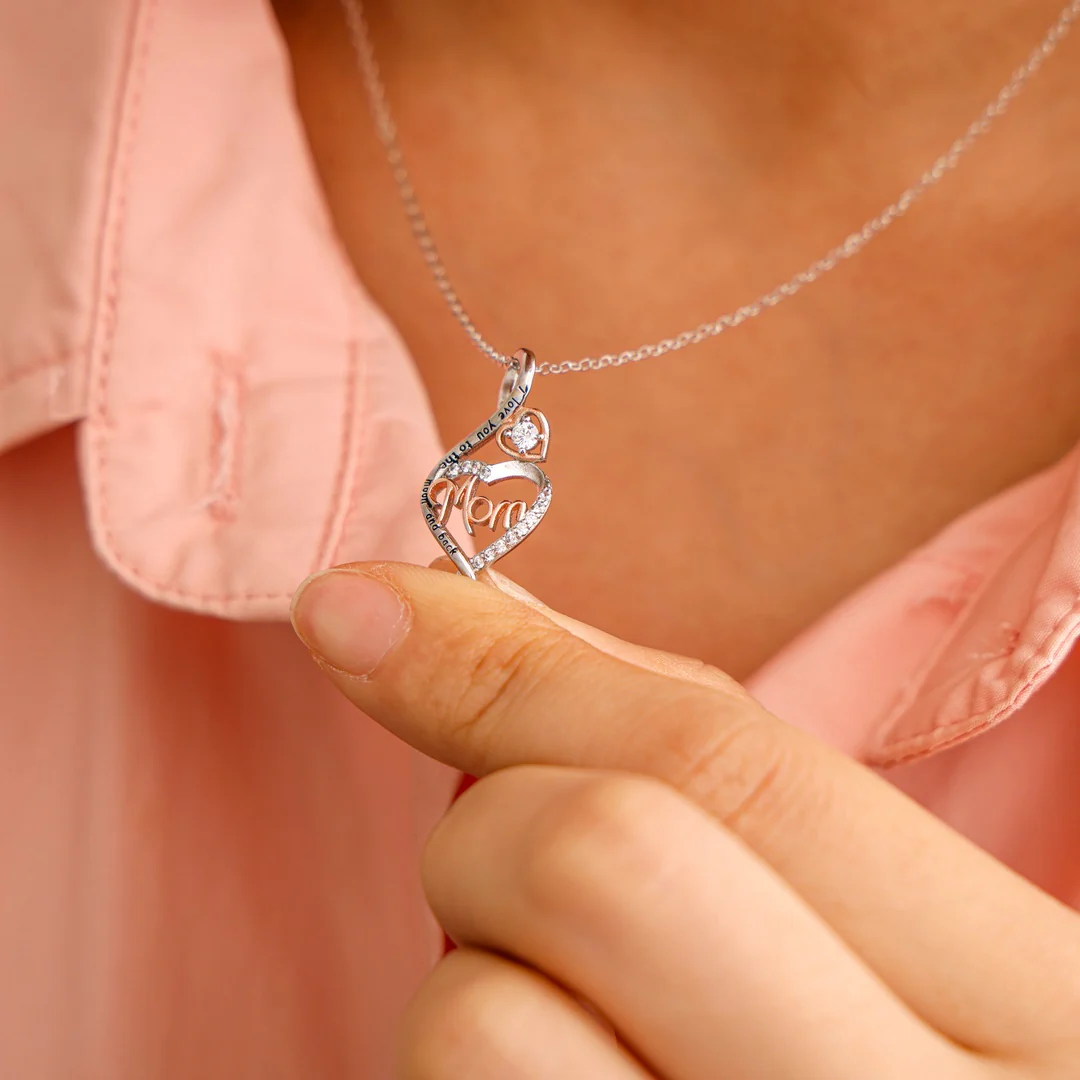 Sterling Silver - MOM Letter Necklace - Image 2
