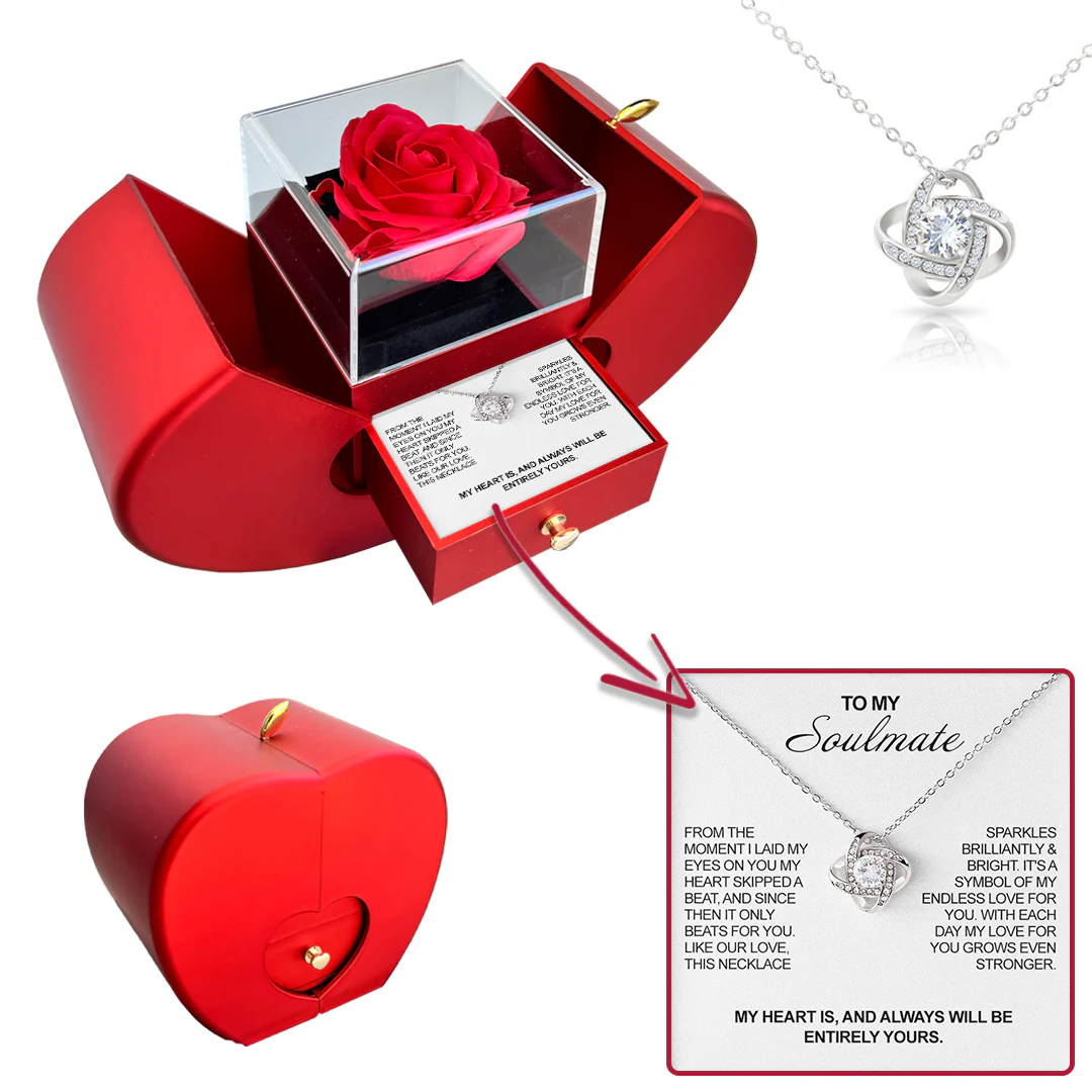 Sterling Silver Necklace - With Real Rose - To My Soulmate