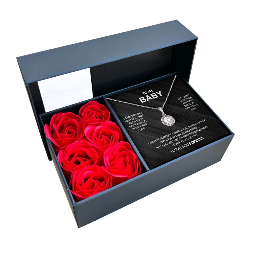 Sterling Silver Necklace - With 6 Roses - To My Baby - Image 4