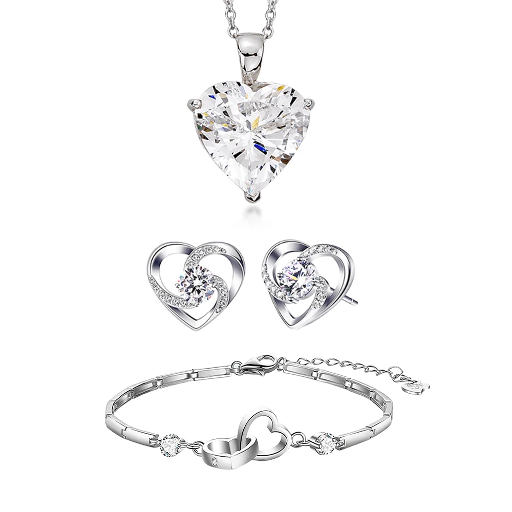 Sparkling Love Set - Necklace, Earrings & Bracelet - Image 2