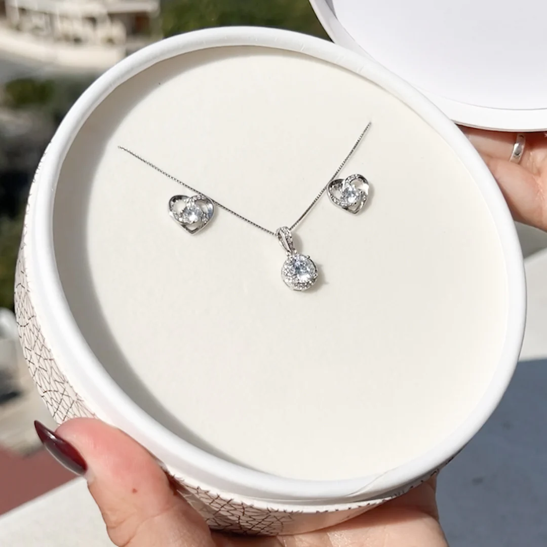 Sterling Silver Necklace & Earrings - Rose Gift Box - Image 2