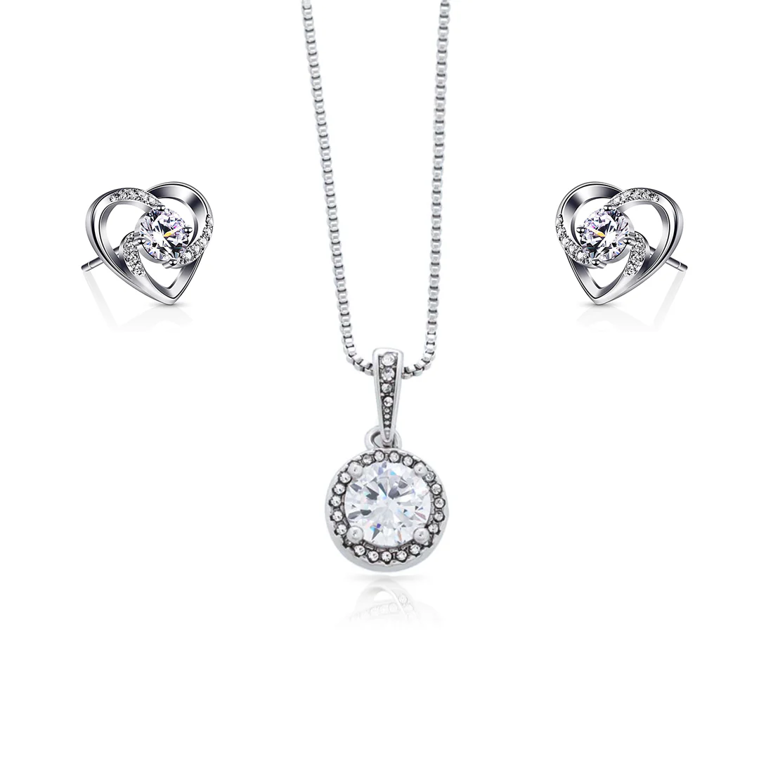 Sterling Silver Necklace & Earrings - Rose Gift Box - Image 4