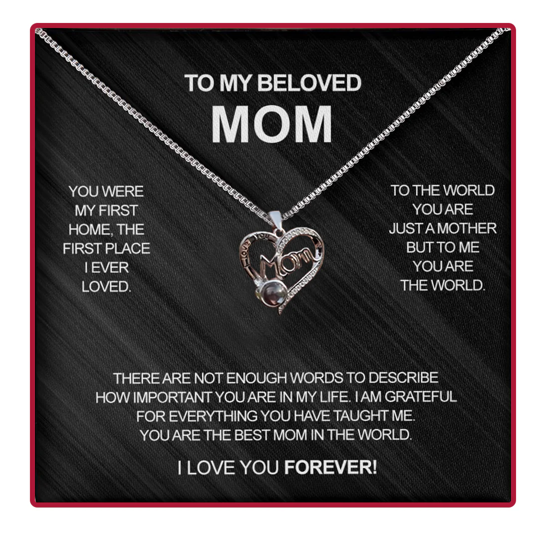 Personalized Photo Necklace - To my beloved mom - Image 2