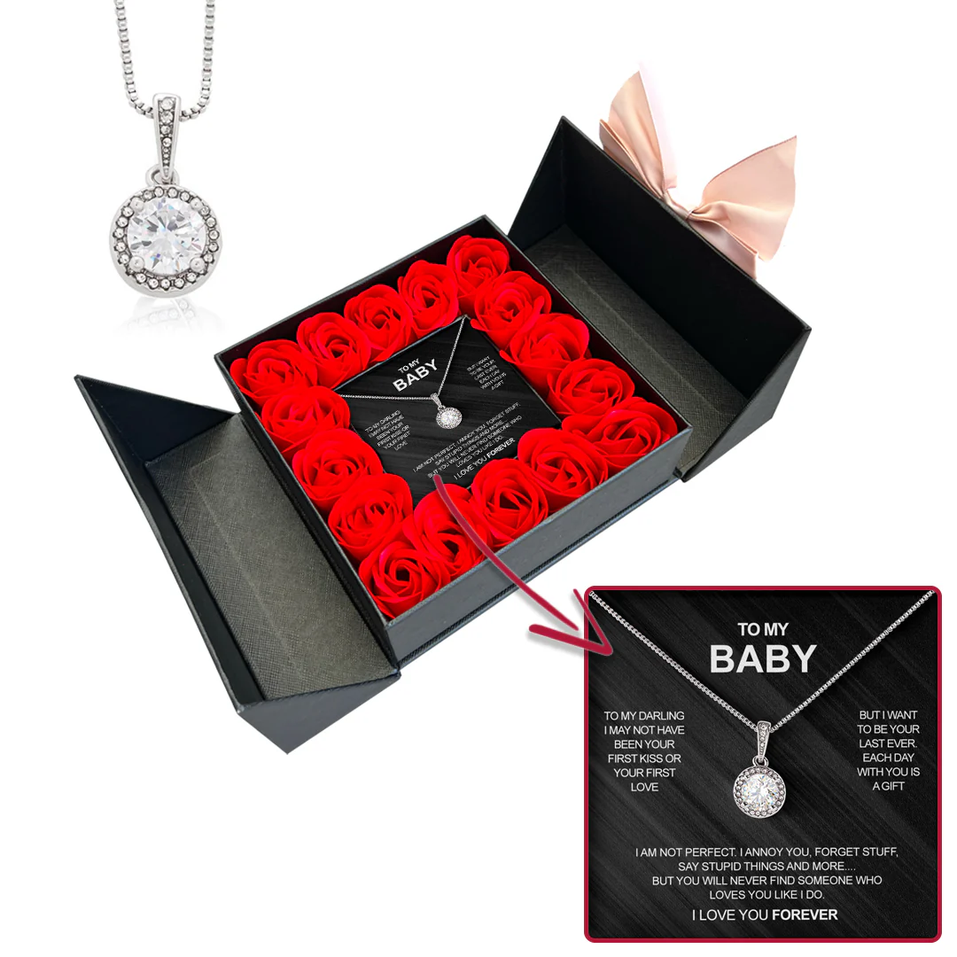Sterling Silver Necklace - Luxury Rose Box - To My Baby