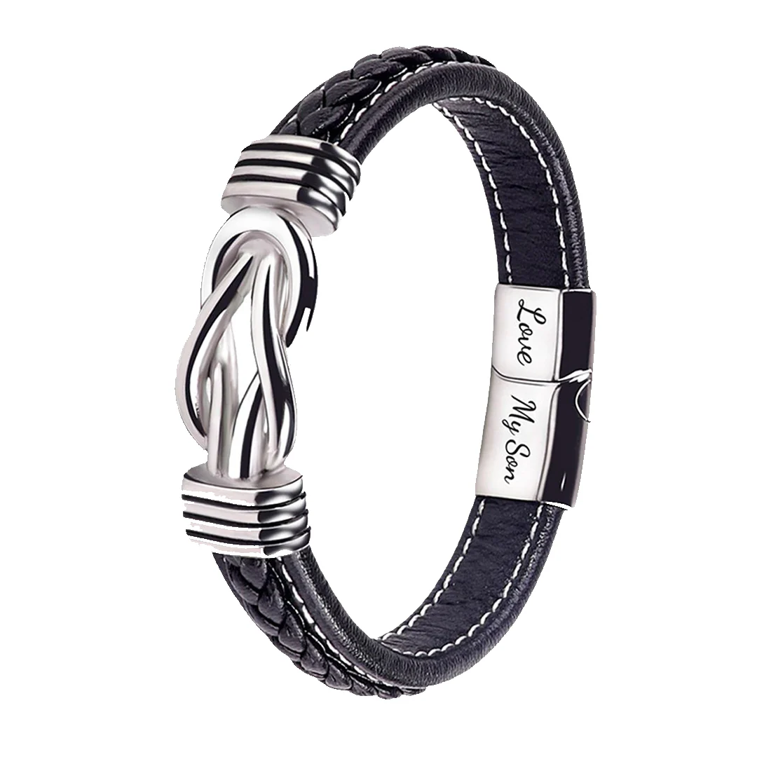 Leather wristband - Forever connected - To my Son - Image 3