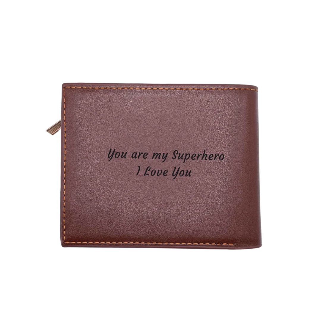 Photo Engraved Wallet - You are my Superhero Dad - Image 4