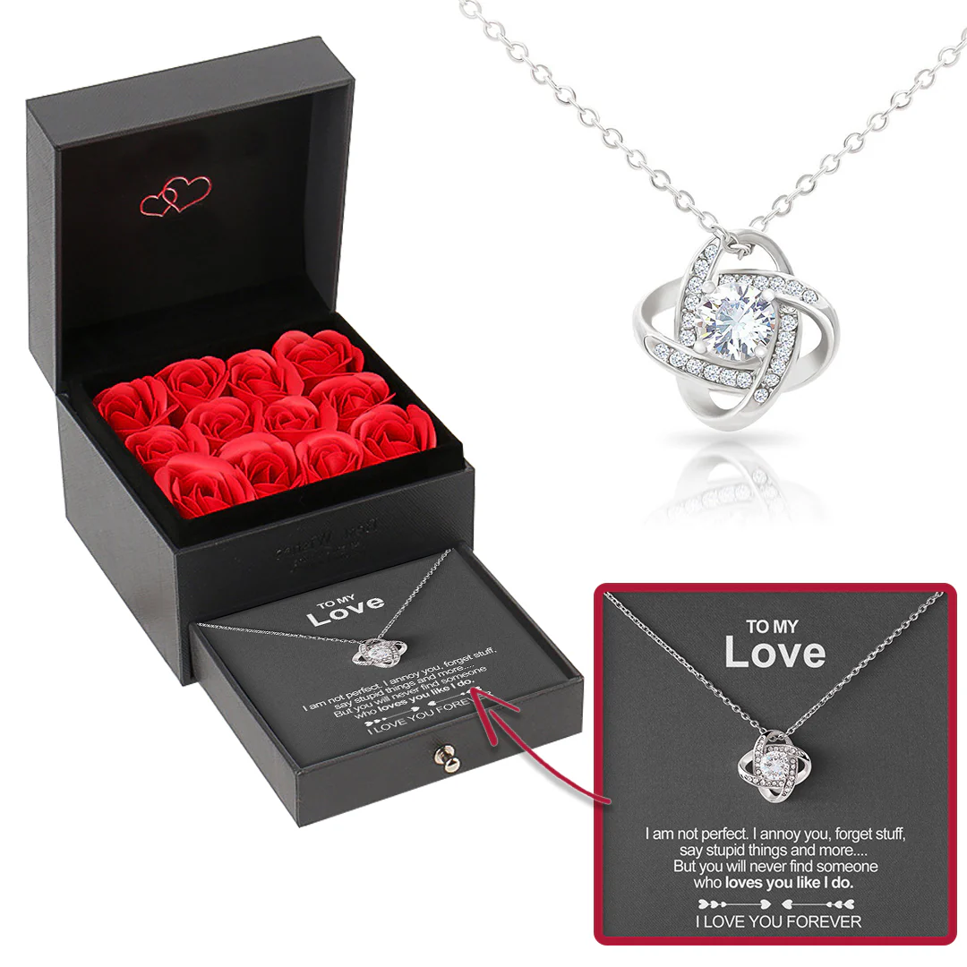 Sterling Silver Necklace with Rose Box - To My Love