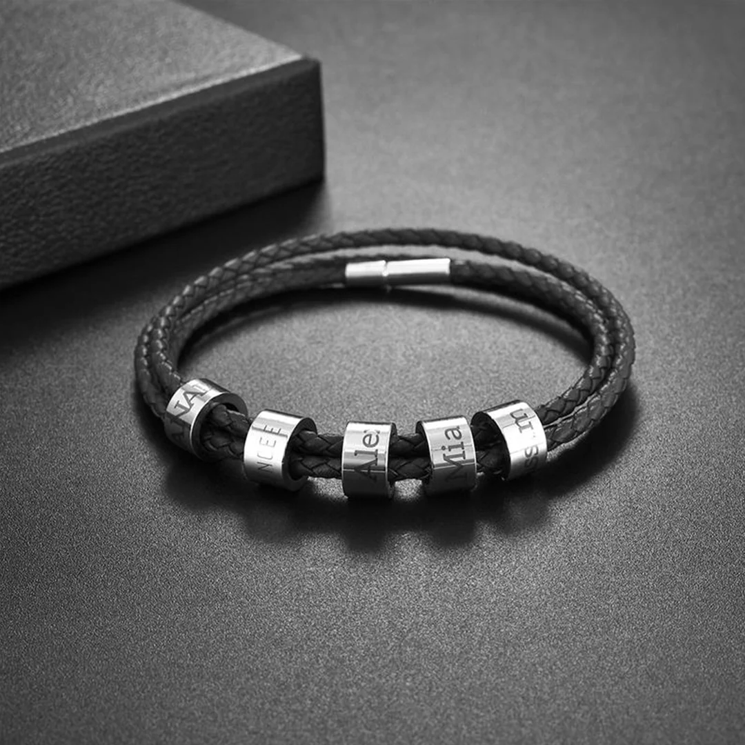 Engraved leather wristband - To my beloved Dad - Image 3